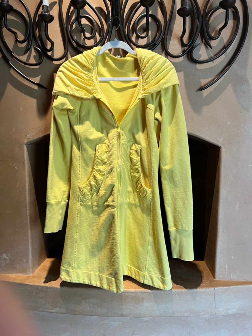Prairie Underground Yellow Long Zip-Up Hooded Jacket.